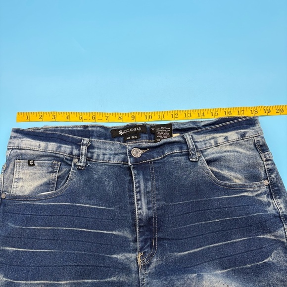 Rocawear Y2K Jeans Mens 38” Dark Blue  Skinny Distressed Grunge Streetwear Skate - Picture 2 of 10